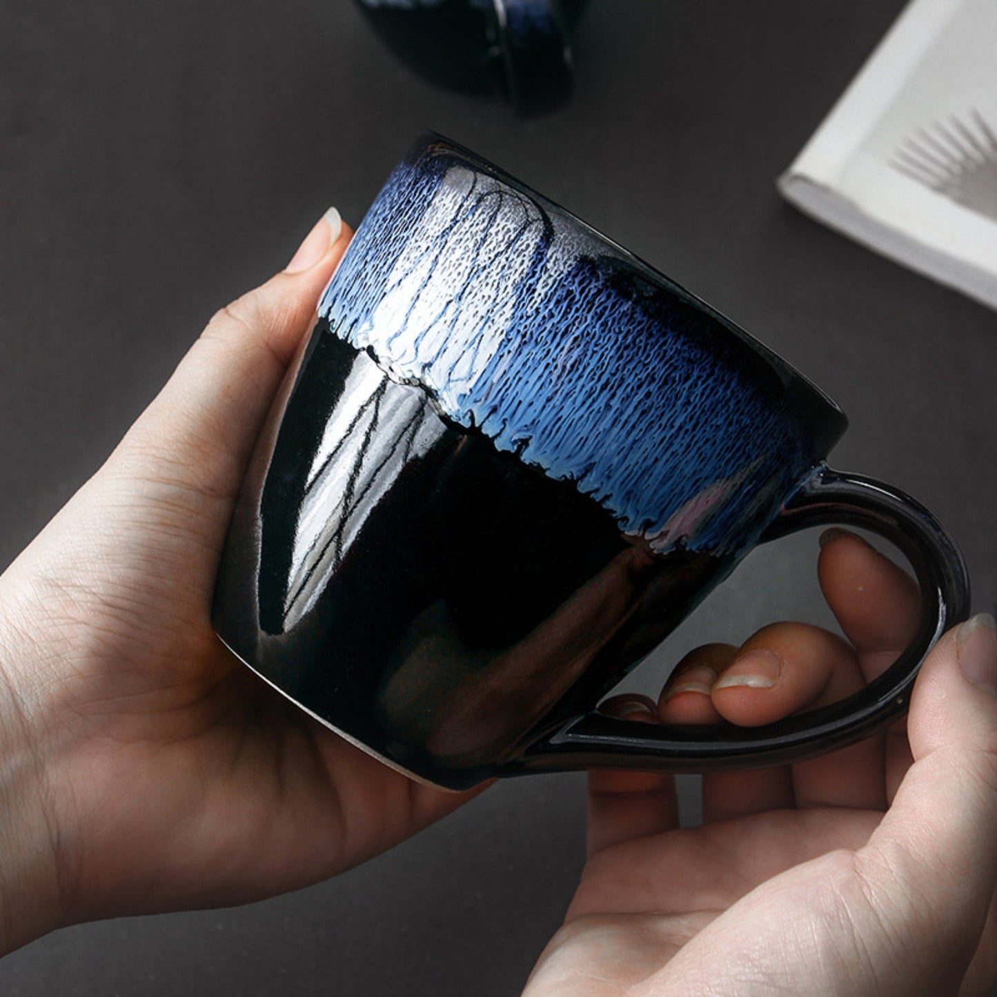 Personalized Blue Starry Sky Mug, Handmade Ceramic Mug