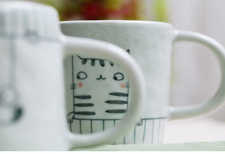 Ceramic Coffee Mug Handmade, Hand-painted Animal Personalized Pottery Mug