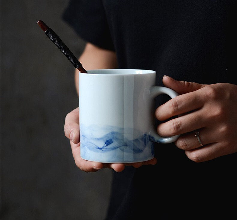 Ceramic Coffee Mug Handmade, 13 Oz Landscape Personalized Pottery Mug
