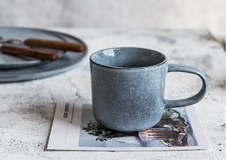 Dark Blue Ceramic Coffee Mug Handmade, Personalized Pottery Mug