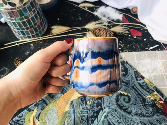 Ceramic Coffee Mug Handmade, Rainbow Personalized Pottery Mug