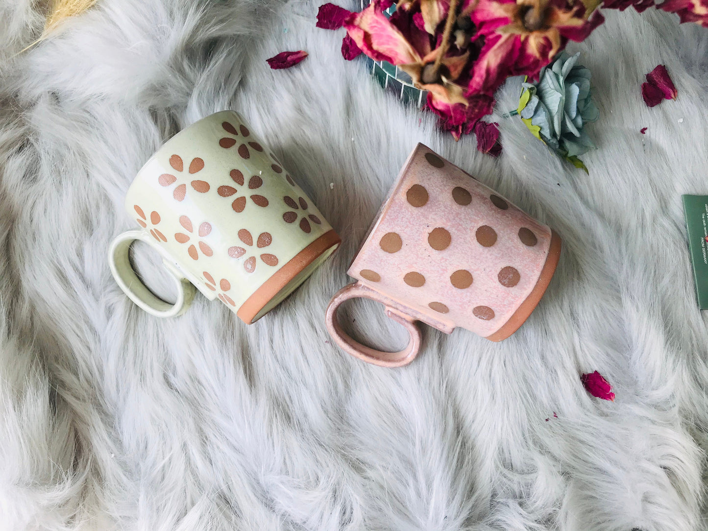 Ceramic Coffee Mug Handmade, Pink Bubble Personalized Pottery Mug