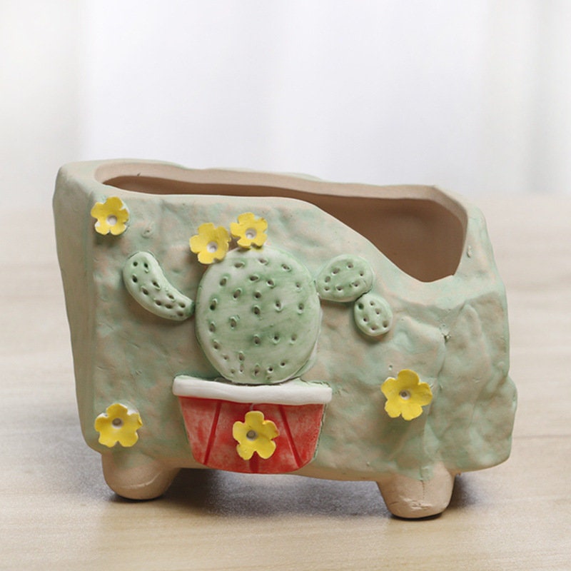Circular Flower Pot, Ceramic Succulent Planter