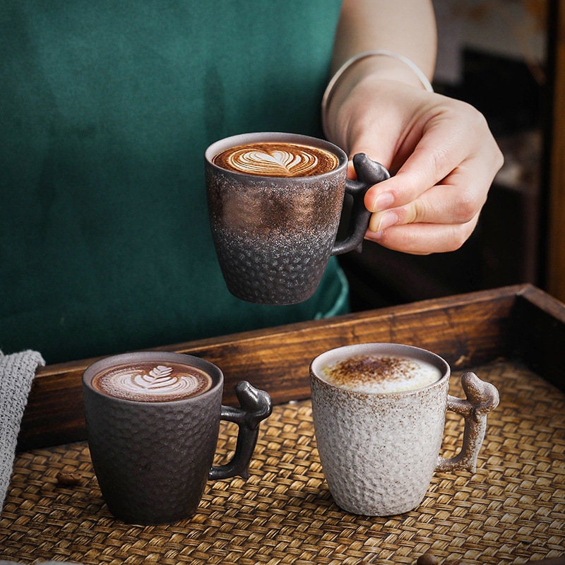 86 ML Pottery Coffee Cup Handmade, Black Personalized Pottery Mug