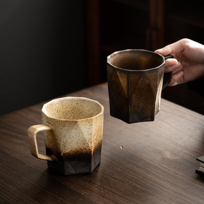 Ceramic Coffee Mug Handmade, Black And Gray Personalized Pottery Mug