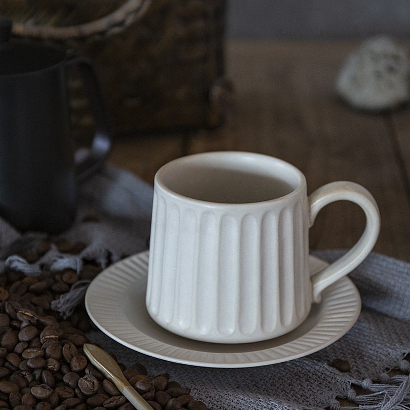 Handmade Ceramic Coffee Cup With Saucer For Wedding Gift, Pottery Handmade Personalized Tea Cup