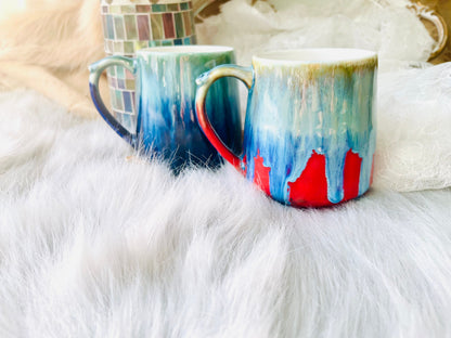 Handmade Ceramic Mug – Unique Dripping Glaze Design – Artistic Coffee & Tea Cup