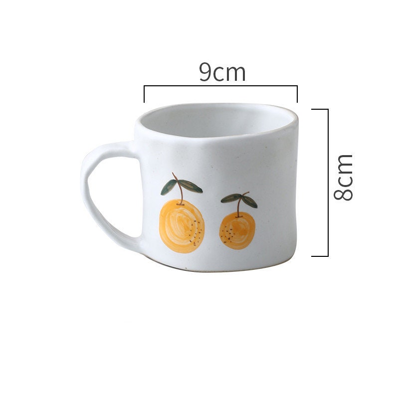 Cute Handmade Ceramic Coffee Mug, Personalized Hand-painted Orange Dinnerware