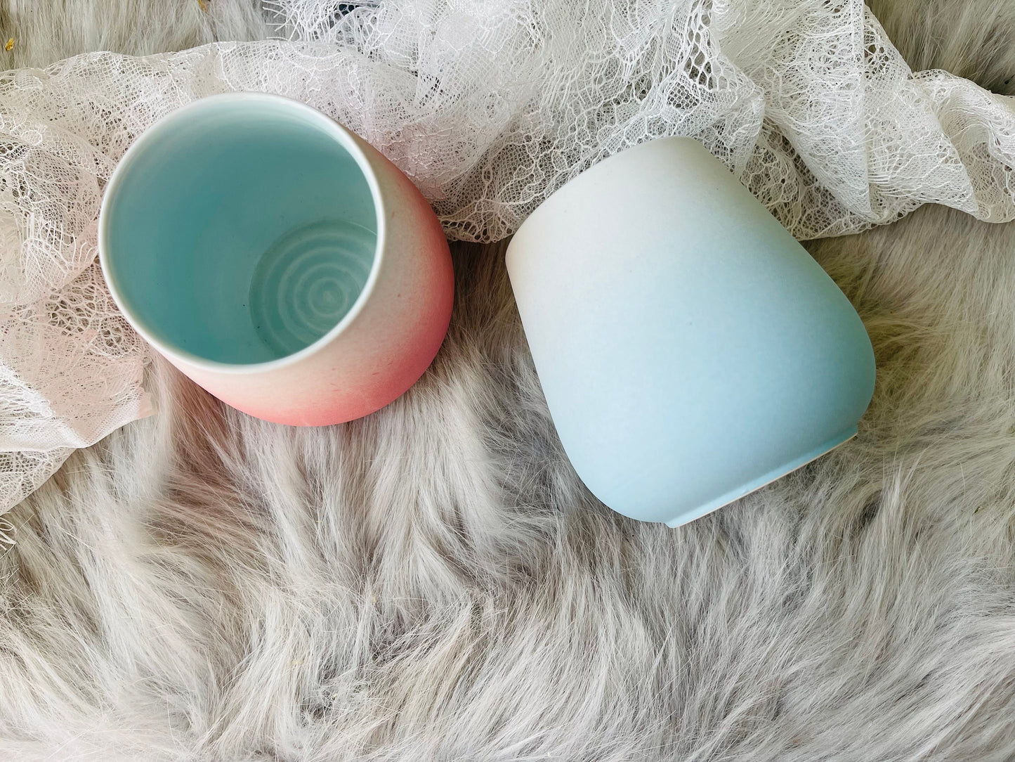 Pink And Blue Minimalist Mugs For Coffee Lovers, Personalized Simple & Elegant Coffee Mug