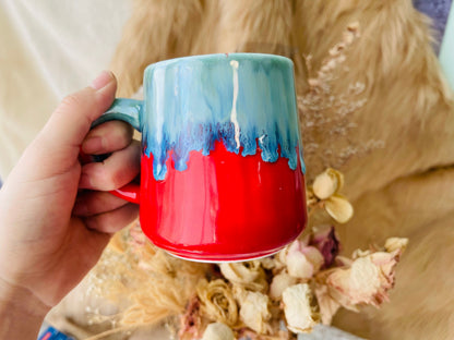 Ceramic Coffee Mug Handmade,  Water Blue Personalized Pottery Mug