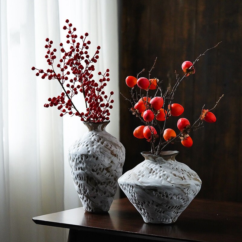 White Ceramic Flower Vase Home Decor, Handmade Ceramic Planter