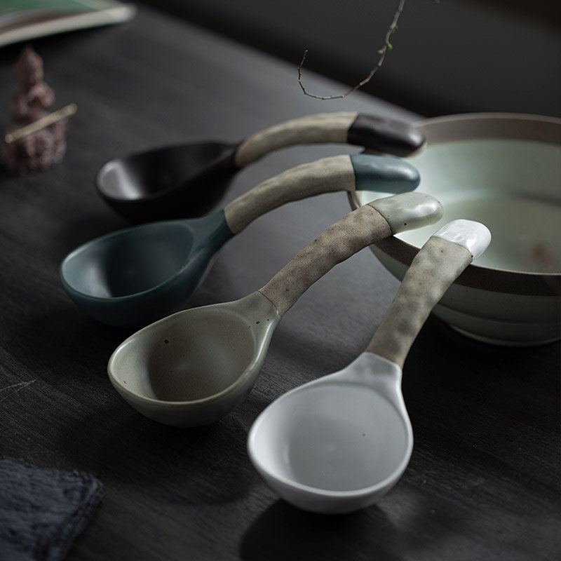 Ceramic Soup Spoon, Handmade Stoneware spoon, Large Pottery Spoon