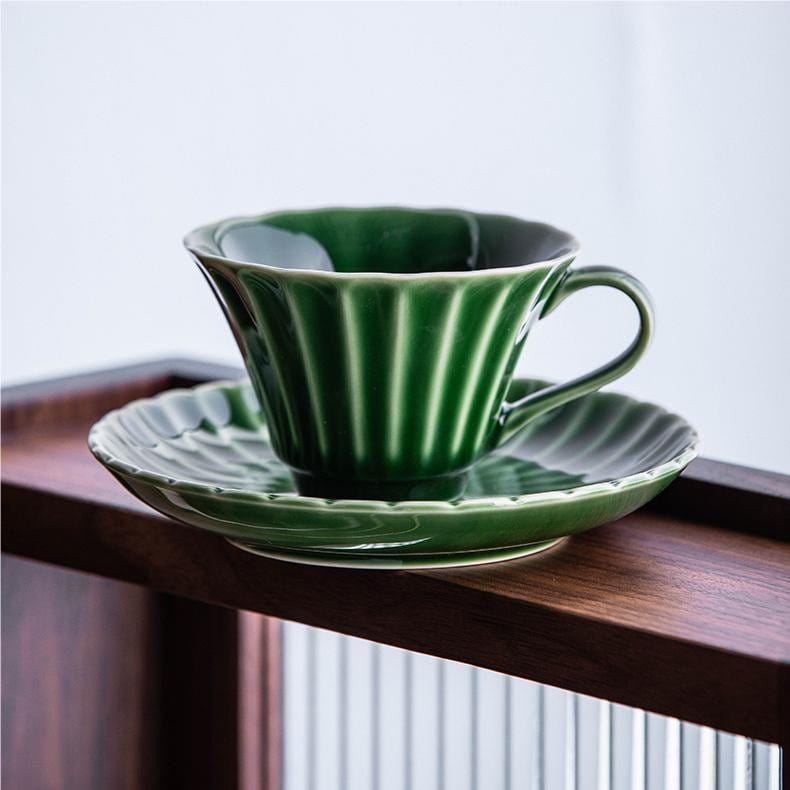 Ceramic Green Coffee Cup Handmade, Personalized Pottery Tea Cup