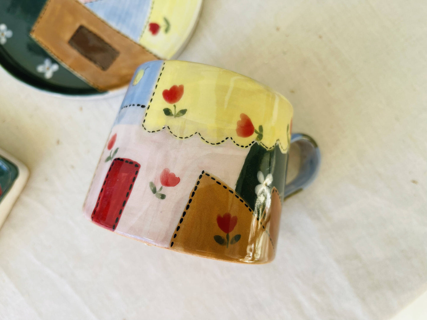 Ceramic Coffee Cup Handmade, Hand-painted Flower Personalized Mug