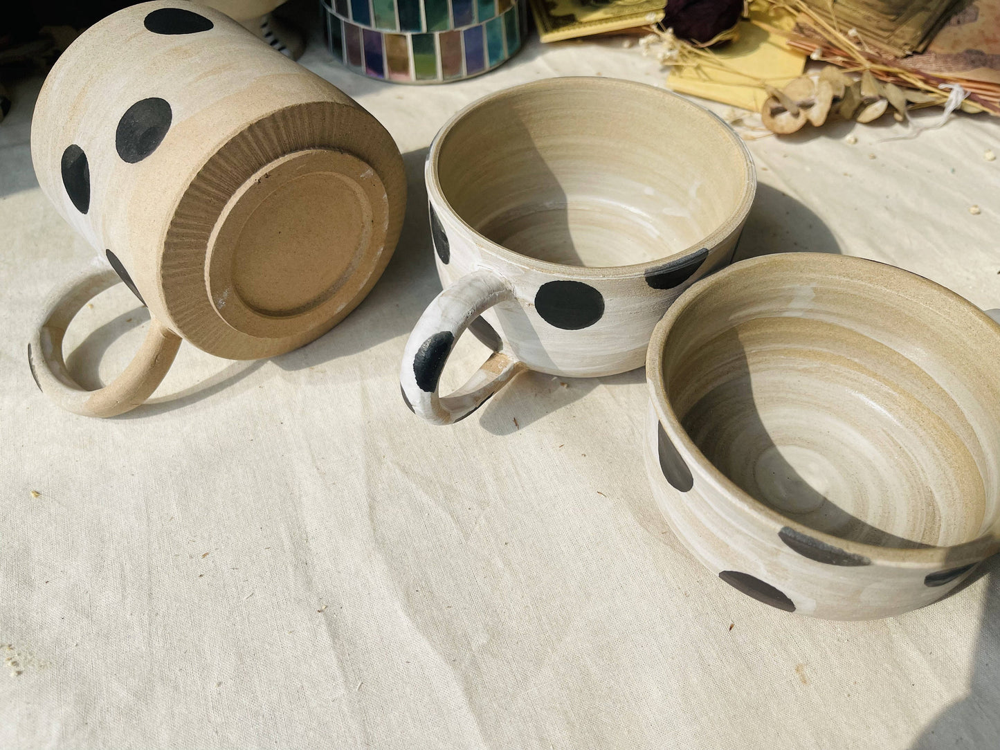 Ceramic Coffee Mug Handmade, Wave Point Personalized Pottery Mug