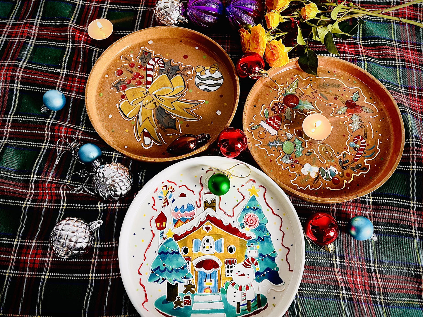 Handpainted Ceramic Dinner Plate, Handmade Personalized Pottery Dinnerware, Serving Platter
