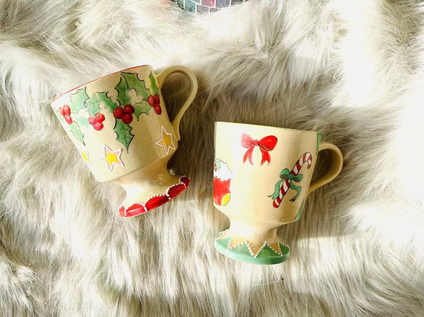 Christmas Ceramic Coffee Mug, Handmade Personalized Pottery Mug
