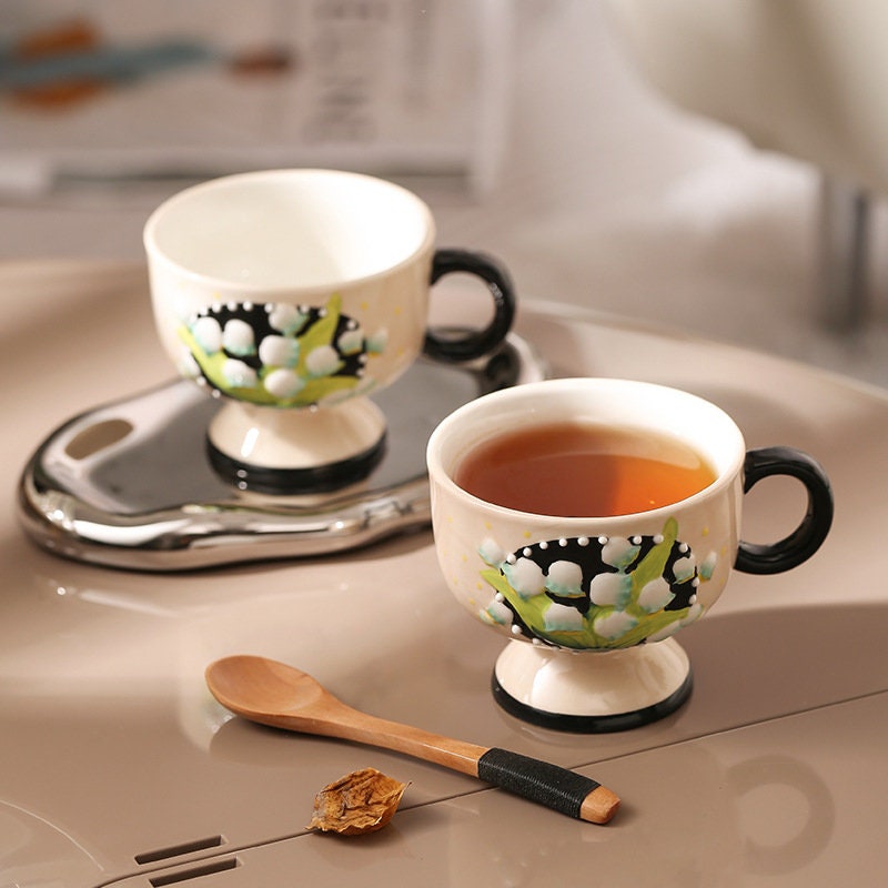 Ceramic Coffee Cup Handmade, Lilies Personalized Mug, Home Decor