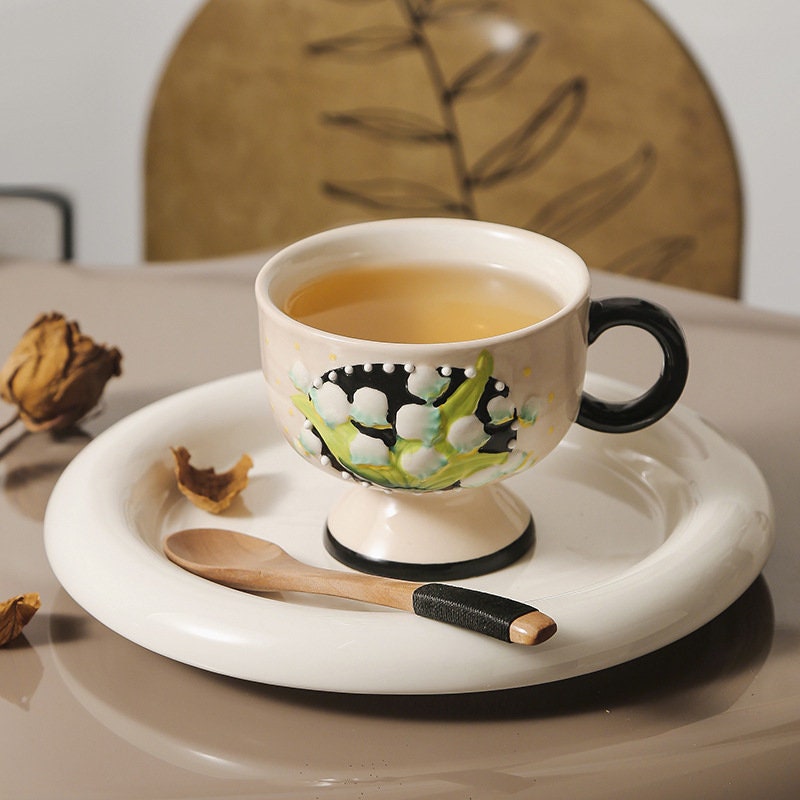 Ceramic Coffee Cup Handmade, Lilies Personalized Mug, Home Decor