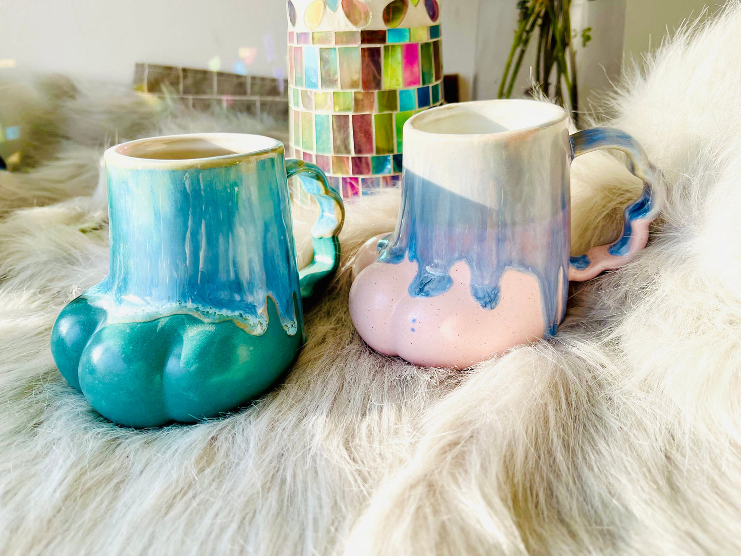 Personalized Cat Paw Ceramic Coffee Mug, Dog Paw Cute Custom Pottery Mug Handmade,