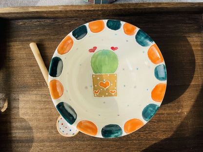 Hand-painted Mushroom Ceramic Bowl, Handmade Personalized Pottery Serving Bowl