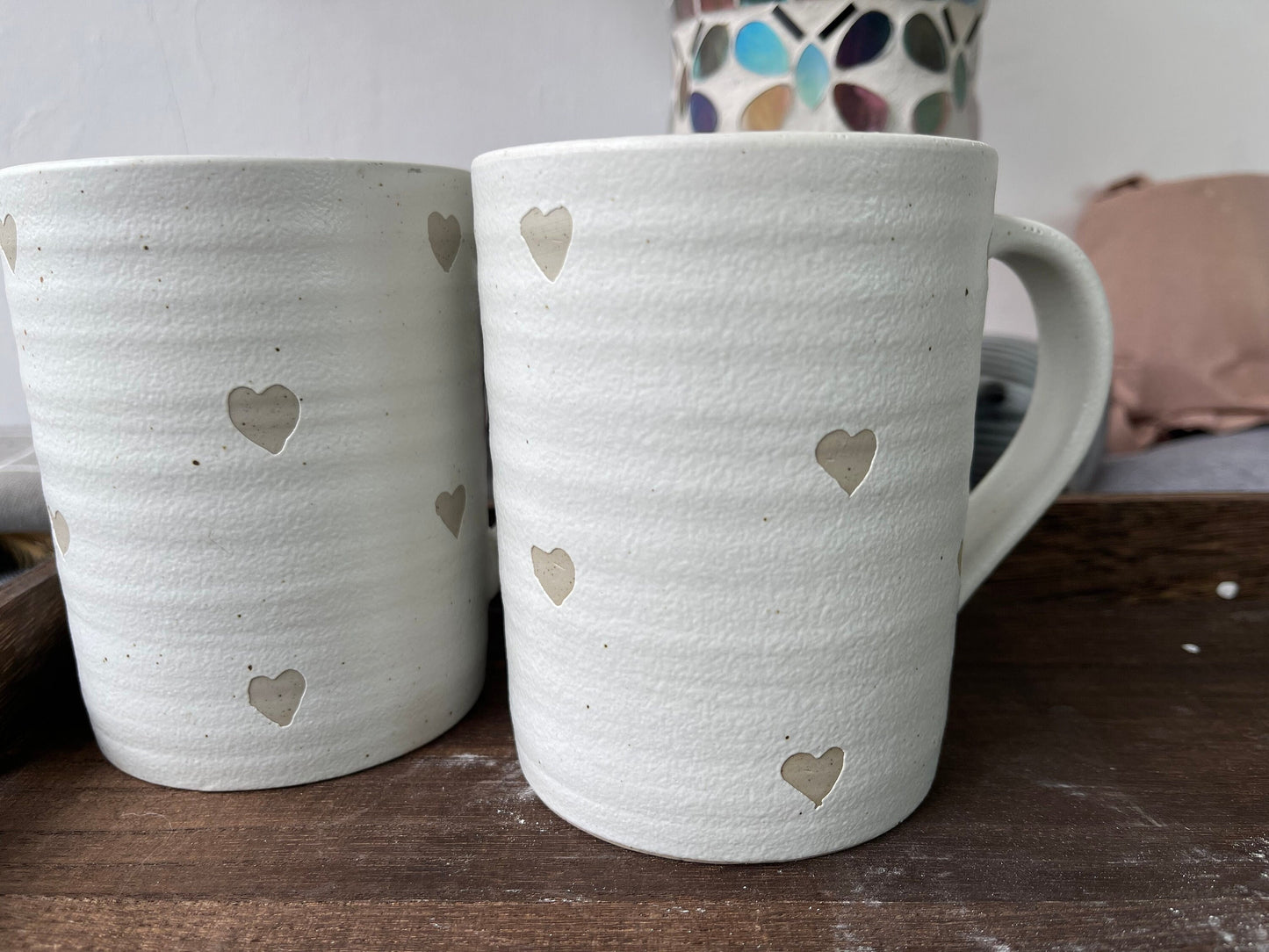 Ceramic Coffee Mug Handmade, Matte Beige Personalized Pottery Mug