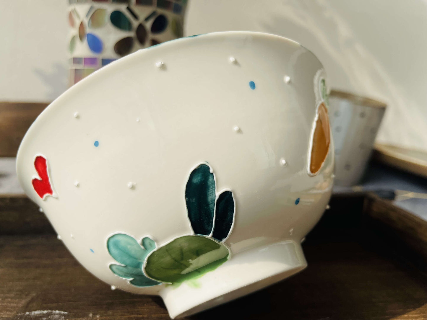 Hand-painted Mushroom Ceramic Bowl, Handmade Personalized Pottery Serving Bowl