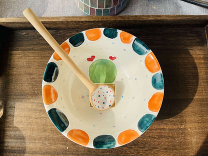 Hand-painted Mushroom Ceramic Bowl, Handmade Personalized Pottery Serving Bowl
