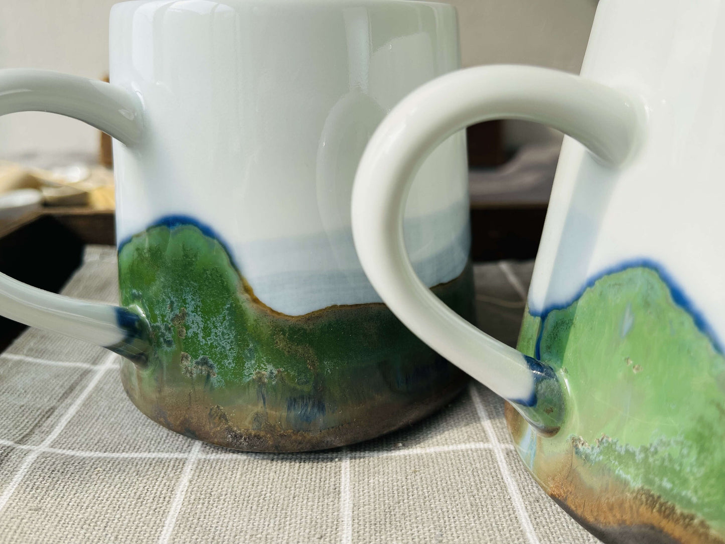 Landscape Ceramic Coffee Mug, Handmade Personalized Pottery Mug