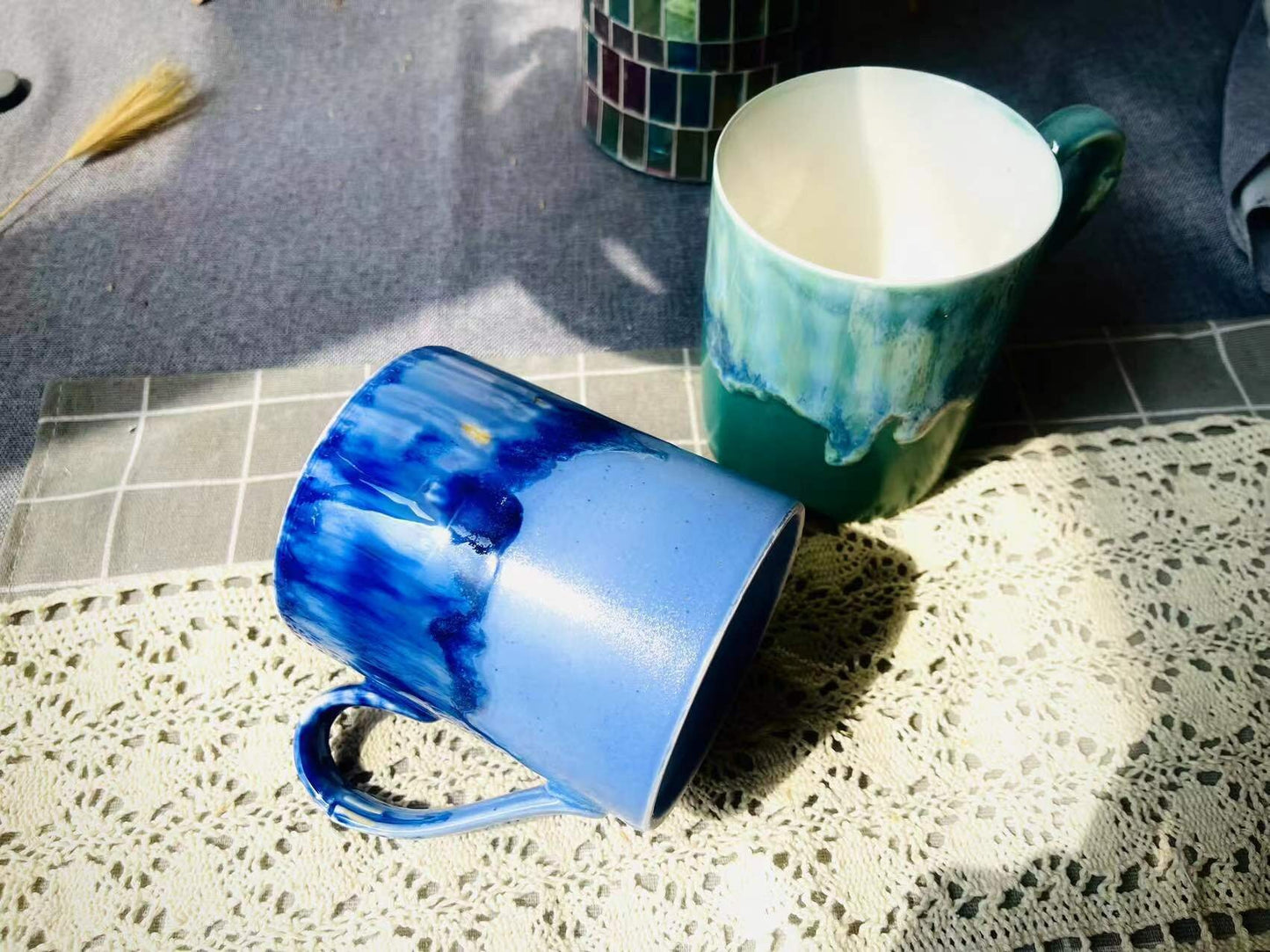 Handmade Ceramic Mug, Personalized Flowing Glaze Pottery Mug in Bright Colors