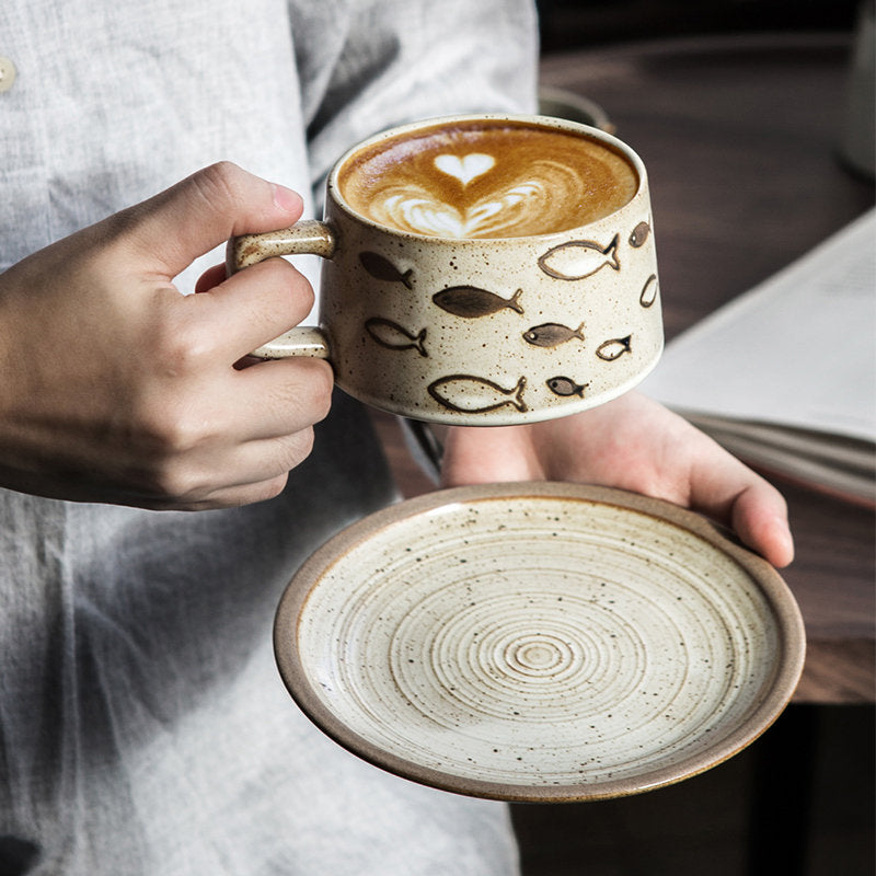 Ceramic Handmade Coffee Cup With Saucer, Personalized Cup Home Decor