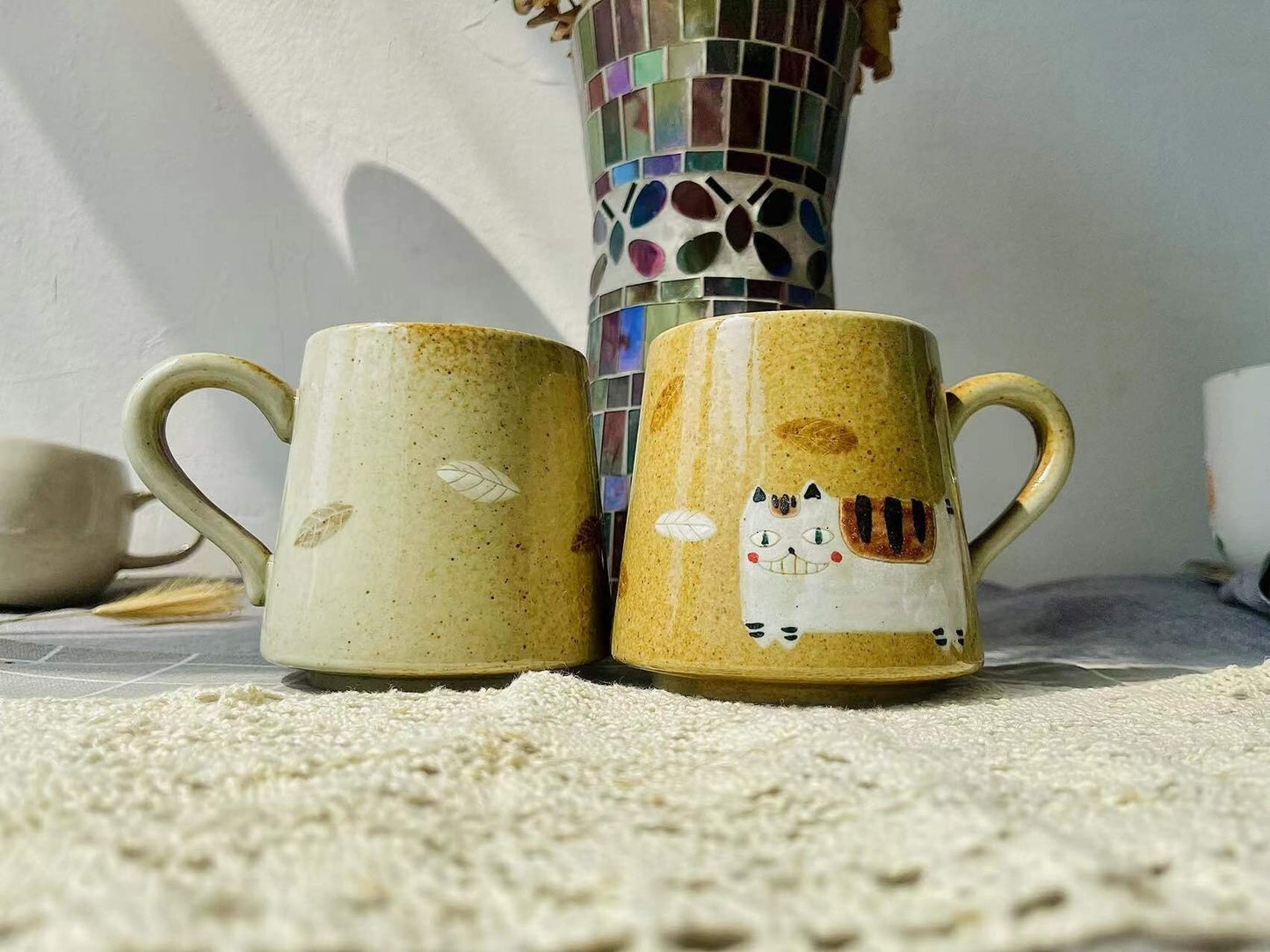 Cute Ceramic Mug With Hand-Painted Cat, Personalized Handmade Kitten Portrait Mug