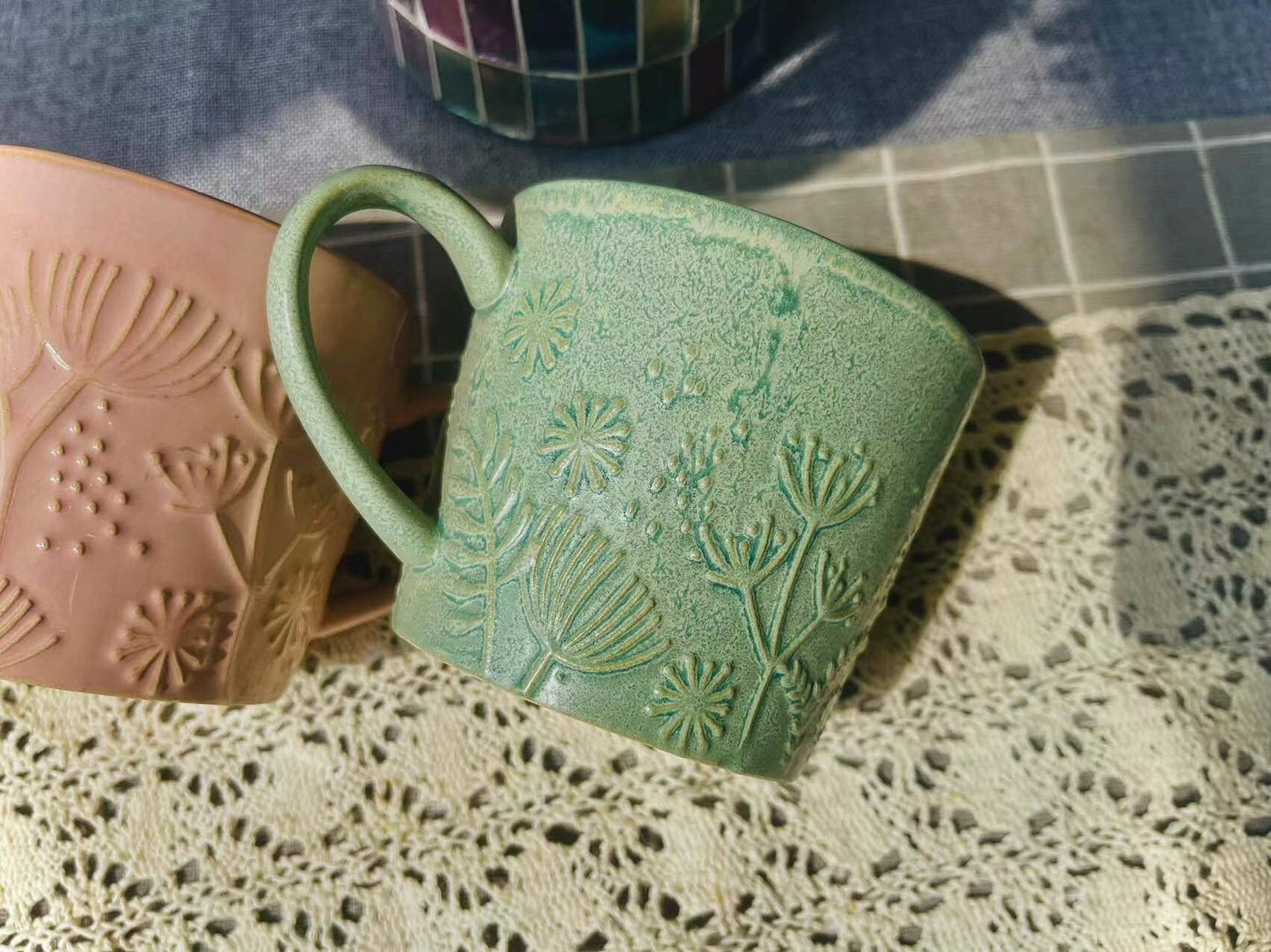 Handmade Personalized Embossed Ceramic Mug For Coffee Lovers