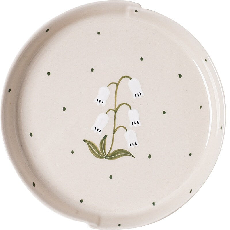 Lily of the Valley Ceramic Salad Plate, Handmade Personalized Pottery Dinnerware