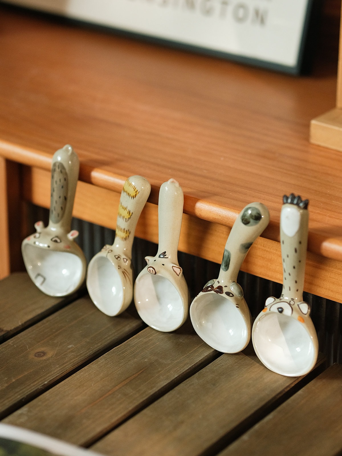Adorable Hand-Painted Ceramic Spoon, Handmade Stoneware spoon, Kitchen decor