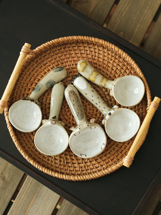 Adorable Hand-Painted Ceramic Spoon, Handmade Stoneware spoon, Kitchen decor