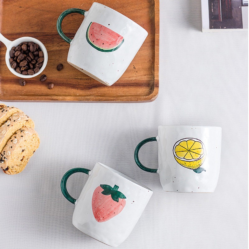 Handmade Sweet and Juicy Hand-Painted Ceramic Fruit Mug, Cute Personalized Pottery Mug For Nature Lovers