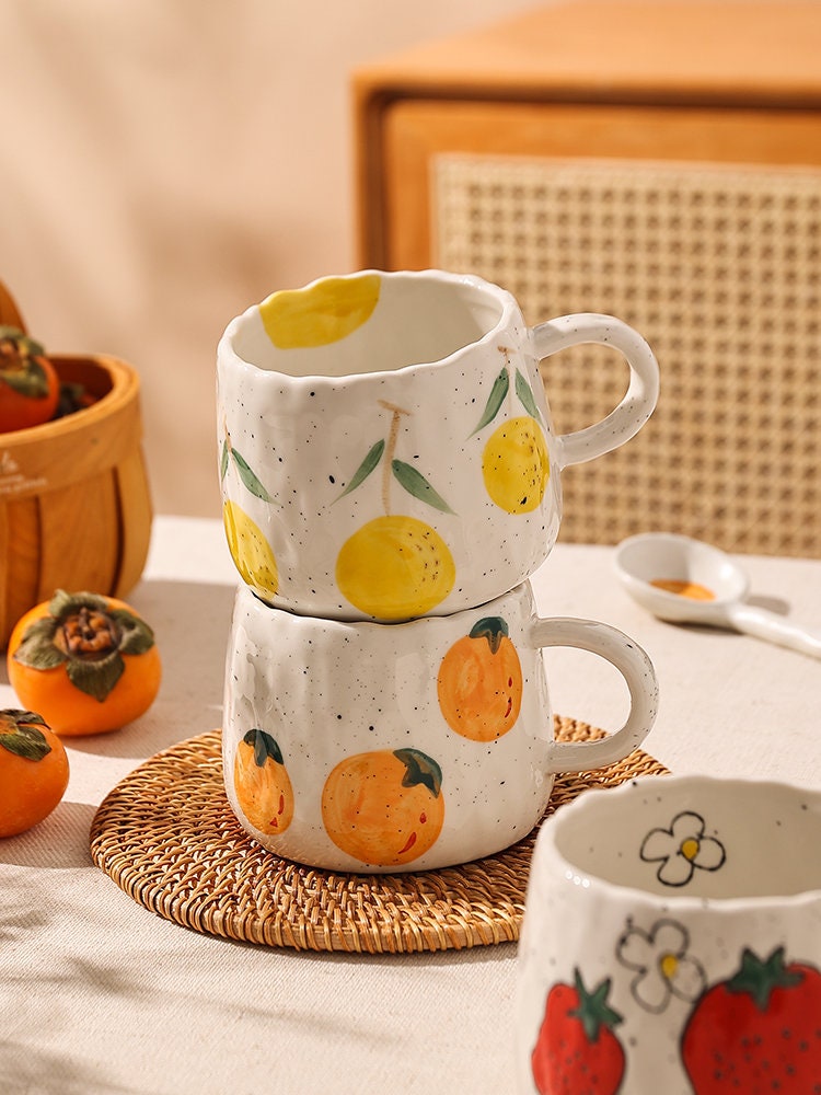 Handmade Sweet and Juicy Ceramic Fruit Mug, Personalized Pottery Mug